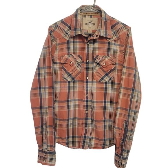 Hollister Men’s Medium Plaid Button Up Shirt Western Cowboy Y2K Casual Retro - Picture 2 of 12